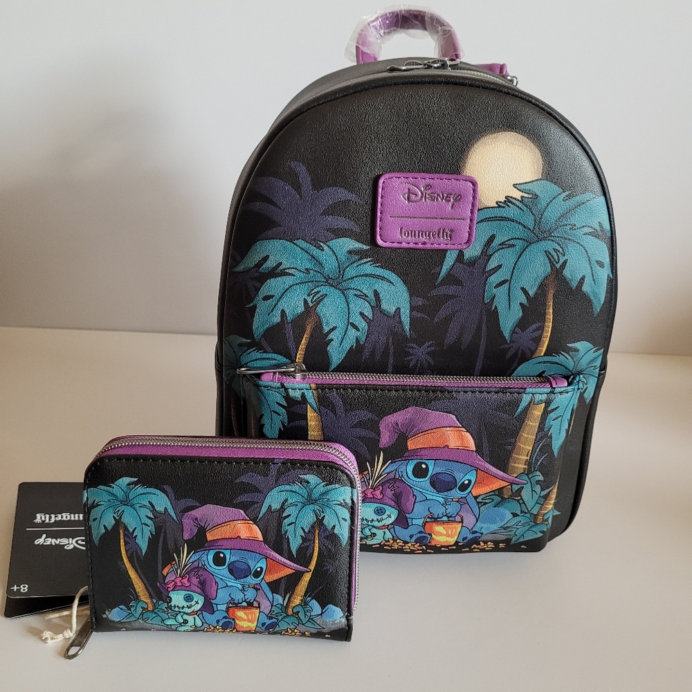 Adorable Loungefly Disney Halloween Lilo and Stitch Backpack and Wallet Set NWT
